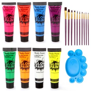 Pintura facial de esqueleto de <span class=keywords><strong>vampiro</strong></span> que brilla en la oscuridad para adultos y niños SFX Cosplay maquillaje suministros de pintura corporal - Product Image 2