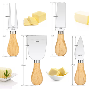 Tabla de queso con cuchillo, juego de regalo de Picnic, 5 piezas, tabla de cortar incluye 4 Uds. Con mango de madera - Product Image 4