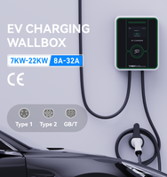 Nouveau chargeur EV domestique et public Tpson à double prise contrôlé par application, monophasé, 7kW/11kW/22kW 32A, mural, prise Type 2/GBT, IP65