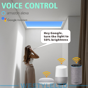 Đèn Trần Cửa Sổ Mái Ảo 300*600Mm Đèn Trần Bầu Trời Xanh Dương <span class=keywords><strong>LED</strong></span> CRI CCT Điều Chỉnh Được Cao 50W Tấm Cửa Sổ Mái - Product Image 5