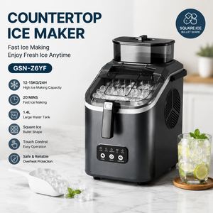 Machine à glaçons en cube portable, 15 kg/24 h, fabrication rapide de glaçons carrés, refroidissement par compresseur, réservoir d'eau de 1,4 L pour usage domestique - Product Image 3