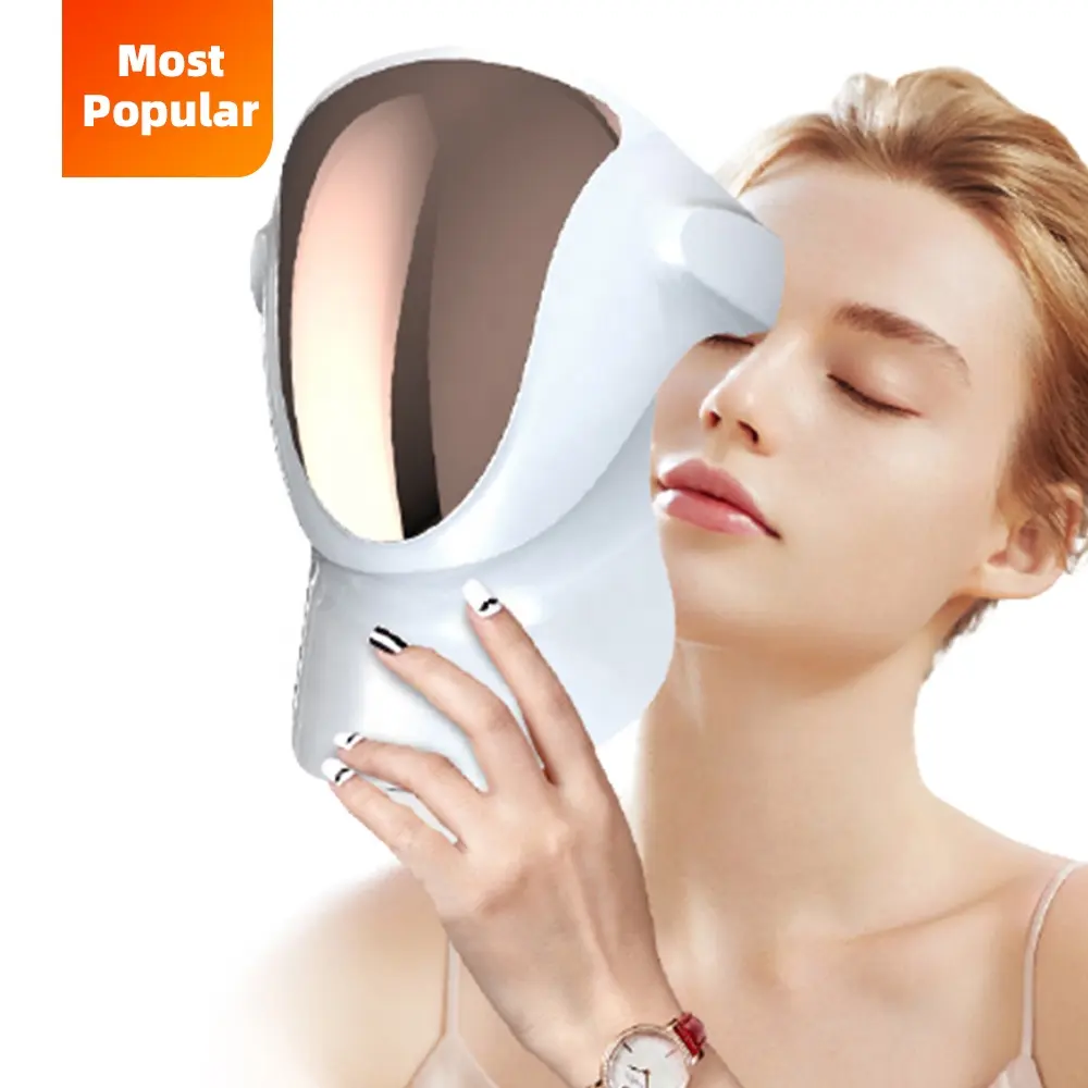 Redfy Home Use Wireless Rechargeable 3 Colors Skin Care Facial Pdt Photon Led Neck Face Light Beauty Therapy Mask