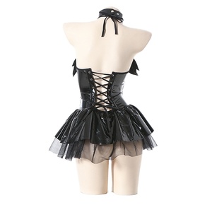 Disfraz de Bruja Sexy de Cuero Sintético Negro y Rojo para Halloween, Uniforme de Demonio, Conjunto de Cosplay - Product Image 3