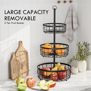 Panier à fruits rond classique en fer, portable, avec étagère de rangement - Product Image 2