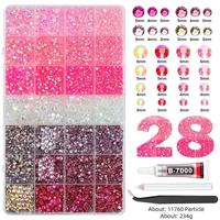 Ensemble de 40 grilles de strass pour ongles de couleurs assorties avec pince à épiler et colle, kit d'accessoires professionnels pour nail art