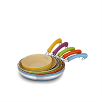 Set Wajan Mini 5 Buah Berkualitas Tinggi, Warna-Warni, Anti Lengket, Gagang Anti Panas, Dasar Komposit Tebal untuk Memasak Tumis