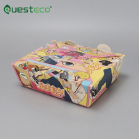 Caja de Comida Rápida para Llevar, Contenedor de Alimentos Desechable Personalizado, Caja de Papel para Pollo Frito con Espacio para Salsas