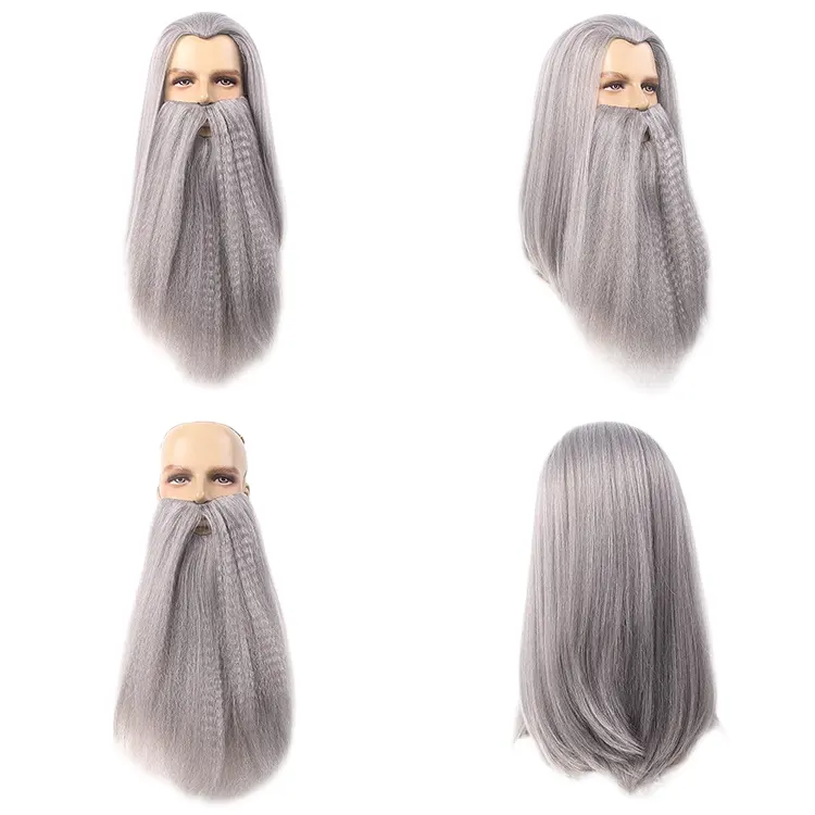 Vendita calda del partito parrucca capelli castani in Silicone di carnevale di natale di Halloween Costume breve sintetica parucca lunga per il maschio