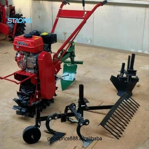 Motoculteur multifonctionnel rouge avec moteur diesel refroidi par air, charrue à retourner, semoir et motoculteur à soc, version à courroie, moteur principal - Product Image 1