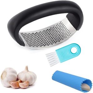 MOQ bajo, herramientas para frutas y verduras, prensador Manual de ajo, molienda de ajo curvada, utensilio de cocina de acero inoxidable, prensa de ajo - Product Image 1