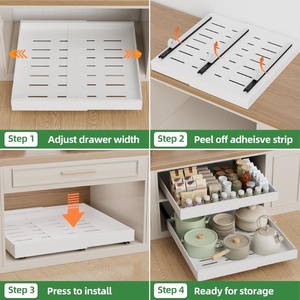 Pull Out Cabinet Organizer Expandable Heavy Duty Slide Out Drawers Roll Out <strong>Shelf</strong> <strong>Storage</strong> for Kitchen Base Cabinet Organization - Product Image 5