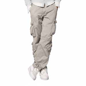 Pantalones cargo de pierna recta holgados con múltiples bolsillos informales para hombre, pantalones para exteriores, pantalones de gimnasio hechos en Pakistán - Product Image 1