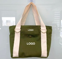 Sac fourre-tout en toile de coton personnalisé avec logo imprimé, écologique, recyclable, vert, portable, mignon, petit, unisexe, pliable avec bouton