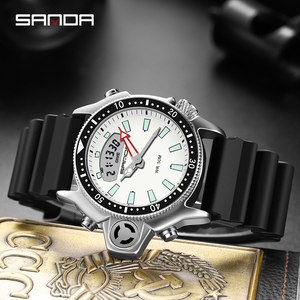 Reloj Deportivo Digital de Cuarzo para Hombre SANDA 3008, Reloj de Buceo Creativo, Reloj Despertador Impermeable con Pantalla Dual - Product Image 2