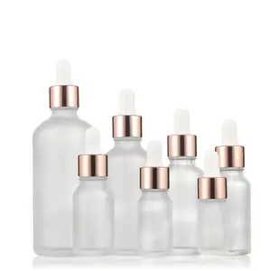 Cosmetic Skincare Packaging Eye Dropper Glass Bottles 50ml Frosted Essential Oil Glass Bottle With Dropper