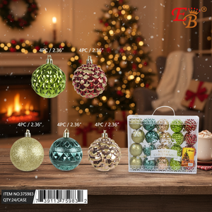 2.4 \ "Set di ornamenti natalizi 20 pezzi su misura 24 pezzi/scatola di floccaggio ricamata con perline in stile Festival in cartone - Product Image 5