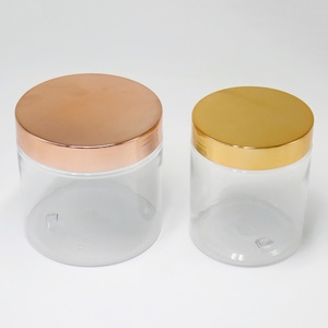 Pot cosmétique en plastique transparent de luxe de 200 ml, 300 ml, 400 ml, 500 ml, 800 ml, 1000 ml pour crème de soin de la peau avec couvercle en électro-plaqué or - Product Image 5