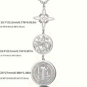 Collares con Colgante <span class=keywords><strong>de</strong></span> Estrella Pentagrama y Tetragramatón <span class=keywords><strong>de</strong></span> KOMI, Collar con <span class=keywords><strong>Medalla</strong></span> <span class=keywords><strong>de</strong></span> <span class=keywords><strong>San</strong></span> <span class=keywords><strong>Benito</strong></span> <span class=keywords><strong>de</strong></span> Acero Inoxidable para Hombre y Mujer - Product Image 3