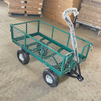 Chariot de jardin utilitaire à benne basculante, à quatre roues, avec châssis en fonte, structure grillagée fermée, portable, OEM, capacité de charge 250 kg