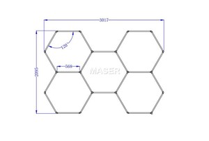 Plafonniers hexagonaux à <span class=keywords><strong>vendre</strong></span> Plafonnier LED Lumens élevés Plafonnier de travail en nid d'abeille pour magasins automobiles garages Système à 5 grilles - Product Image 6
