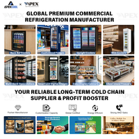 Réfrigérateur commercial à porte coulissante verticale en verre à 2 portes, refroidisseur de boissons LED pour supermarché, épicerie