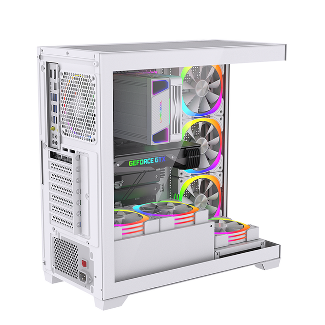 LOVINGCOOL New ATX Gaming Computer Case Cube PC Chassis With Double Tempered Glass Panel RGB Computer Casing With Fan Cooler