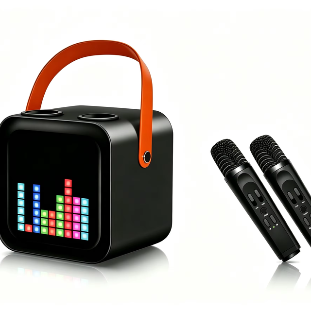 Portable Wireless Microphone System Blue Tooth Karaoke Speaker 2 Dual Dynamic Mics. Home Stereo Hifi Audio Player for KTV