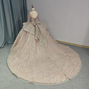 Jancember 1206 Vestidos de Quinceañera de manga larga de cristal de lujo con lazo - Product Image 5