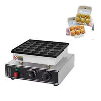 Machine à mini-crêpes électriques à 25 trous pour Poffertjes, crêpes hollandaises - Équipement pour café de petite taille et chariot de petit-déjeuner mobile