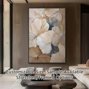 Vente en gros d'art mural sur toile encadrée 3D en <span class=keywords><strong>acrylique</strong></span> peint à la main, moderne, pour la décoration de la maison et des hôtels, peintures abstraites de fleurs - Product Image 2