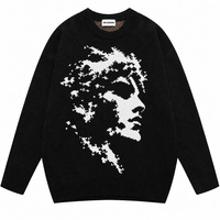 Fabricant de tricots, motif personnalisé, OEM, pull en tricot jacquard pour homme, col rond, manches longues, pull en tricot d'hiver pour homme