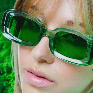 Occhiali da Sole Rettangolari Spessi con Montatura in PC UV400, Modello 62700 Fashion 2022, Colori <span class=keywords><strong>Blu</strong></span>/Trasparente/Trasparente - Product Image 2