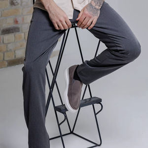 Men Fall Winter Straight <b>Chino</b> Pants Black Casual <b>Elastic</b> <b>Waist</b> Cotton - Product Image 1