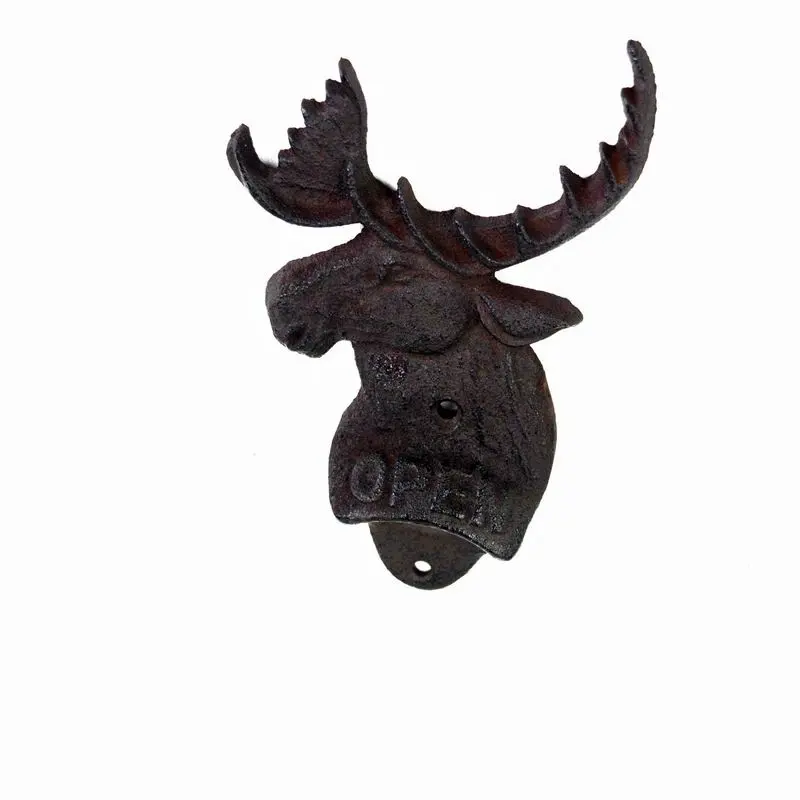 Home Decor Deer Head Wall Mounted Beer Opener Vintage Cast Iron Bottle Opener