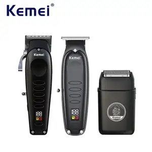 Kemei-Cortadora de pelo profesional, juego de aseo para Barba, kit de aseo eléctrico inalámbrico