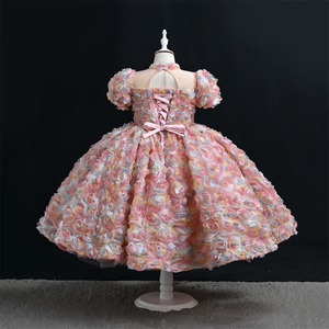 Vestidos <span class=keywords><strong>de</strong></span> Princesa Yoliyolei OM061 para Niñas, Mangas Abullonadas, Collar <span class=keywords><strong>de</strong></span> Perlas, Flores 3D, <span class=keywords><strong>Ropa</strong></span> Infantil <span class=keywords><strong>de</strong></span> Alta Gama - Product Image 3
