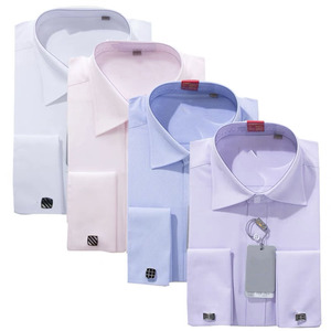 Camisas formales de oficina para hombre, tela de alta calidad, puño francé<span class=keywords><strong>s</strong></span>, patrón en blanco, camisa personalizada para hombre - Product Image 1