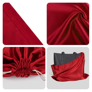 Ice Silk Crystal Satin <b>Drawstring</b> Bags Red Black White Gray Pink Durable Storage Gift Bags Luxury Packaging With Logo Printing - Product Image 3