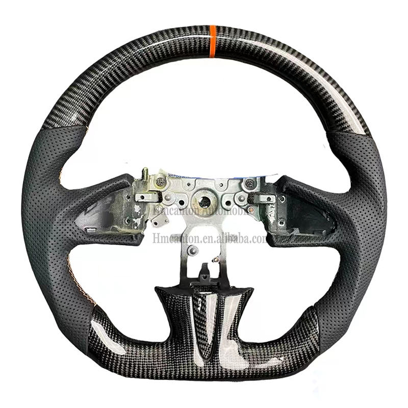 carbon fiber+perforated leather+orange stitching