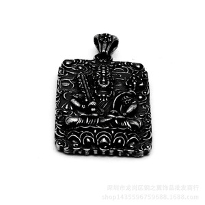 Yunnique – collier avec pendentif carré en acier inoxydable, zodiaque chinois, bœuf, tigre, bouddha gardien, bijoux à la mode unisexes - Product Image 4