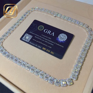Fine Jewelry 9MM Sterling Silver 925 Hip Hop Pass Diamond Tester VVS Moissanite Diamond <b>Iced</b> <b>Out</b> Cuban Link <b>Chain</b> Necklace - Product Image 5