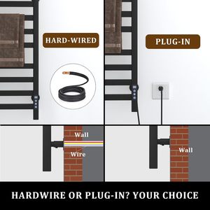 Toallero Eléctrico Moderno de Aluminio Espacial con Calefacción, Adhesivo, Montado en Pared, Impermeable, Negro, con Calentador para Baño y Hotel <span class=keywords><strong>MUBI</strong></span> - Product Image 3
