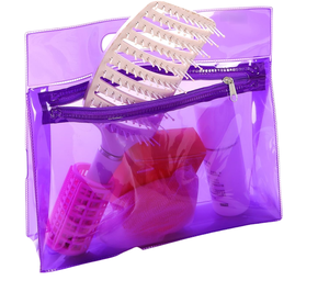 กระเป๋าเครื่องสำอางพีวีซีแบบมีซิปขนาดเล็กพกพาได้กระเป๋าเครื่องสำอางสีใสออกแบบโลโก้ได้ตามต้องการ - Product Image 3