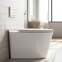 WC intelligent carré S007 avec télécommande, sans réservoir, électrique, automatique, siège chauffant, séchage à l'air pour salle de bain