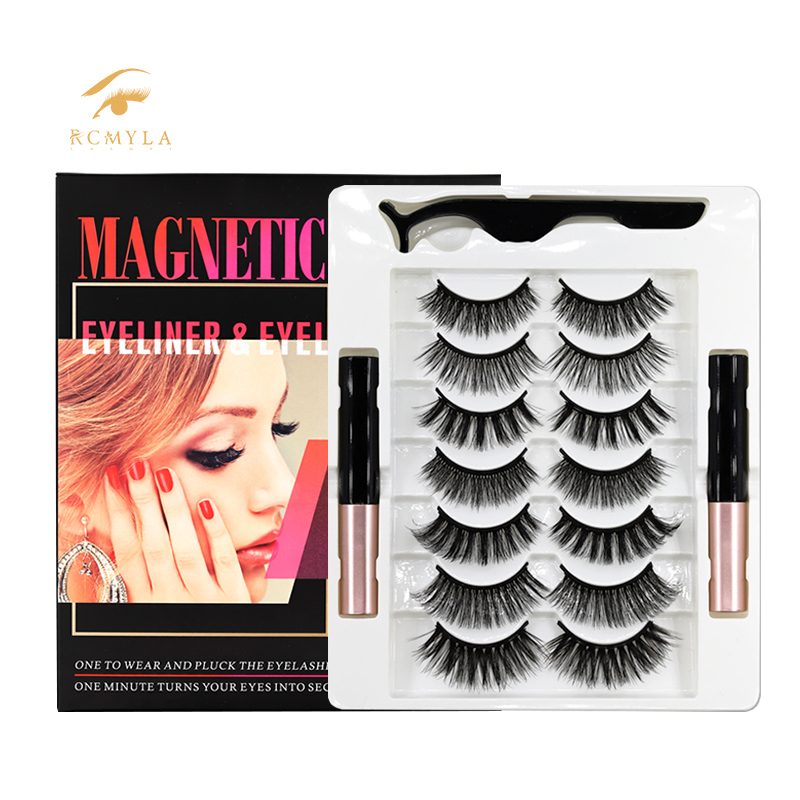 Wholesale Lashes Magnetic Eyeliner Eyelashes Set 5 7 Pairs Magnetic Eyelashes