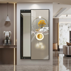 Espejo de cuerpo entero deslizante oculto de estilo Art <span class=keywords><strong>Deco</strong></span> moderno y creativo, inspirado en el lujo, con marco negro/dorado, para montar en la pared. - Product Image 2