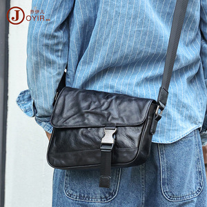 Joyir Men's Crossbody <b>Bag</b> Vegetable Tanned Leather Black Durable Everyday Use - Product Image 1