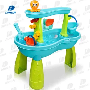 Hot Sale Plastic Sand Beach Set Toy, Sand and Water Play Table with Molds Summer Outdoor Sand Play Table for Kids 18PCS