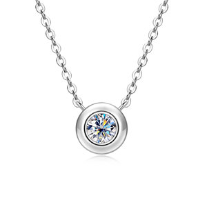 VVS1 <b>D</b> Color GRA Certified 0.5ct Moissanite <b>Necklace</b> Bezel Set Bubble Copper 14K Gold Filled daily wear jewellery for Women - Product Image 1