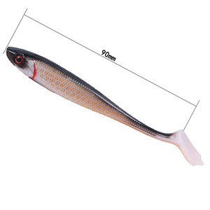 7 pz/borsa ultimi 90mm 5.6g piedi d'anatra esca morbida odori di pesce con pesci di simulazione dell'occhio di pesca 3D - Product Image 3